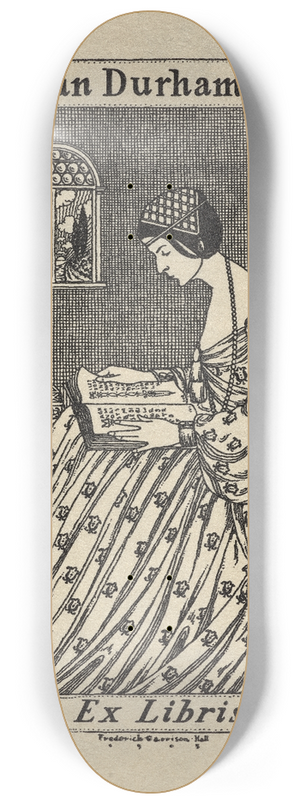 Frederick Garrison Hall - Lillian Durham Jones, Ex Libris inscribed 8.25 inch art skate deck