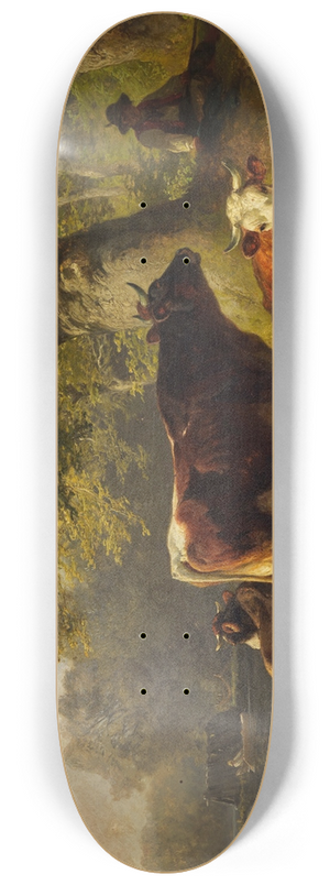 Friedrich Voltz - Weidelandschaft mit Hirtejunge 8.25 inch art skate deck