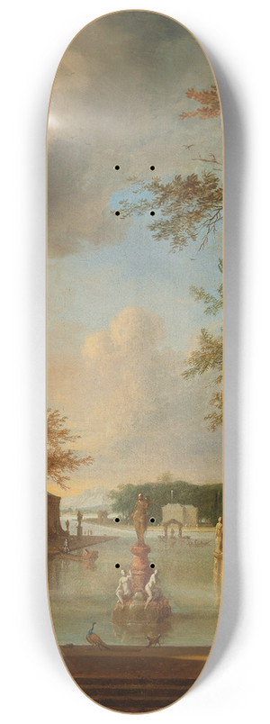 Frederik de Moucheron - A park landscape with musicians 8.25 inch art skate deck