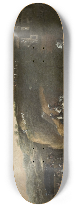 Frederik de Moucheron - Landscape with a carriage 8.25 inch art skate deck