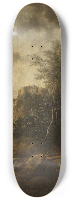 Frederik de Moucheron - Landscape with a castle 8.25 inch art skate deck