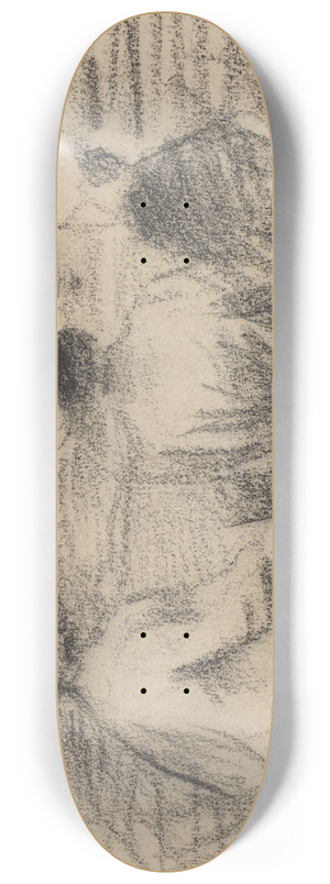 French School - Three Figures Seated in a Meadow, Seen from the Back 8.25 inch art skate deck