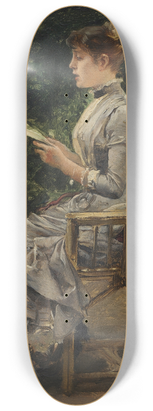 Friedrich August von Kaulbach - Dame bei der Lektre im Garten 8.25 inch art skate deck