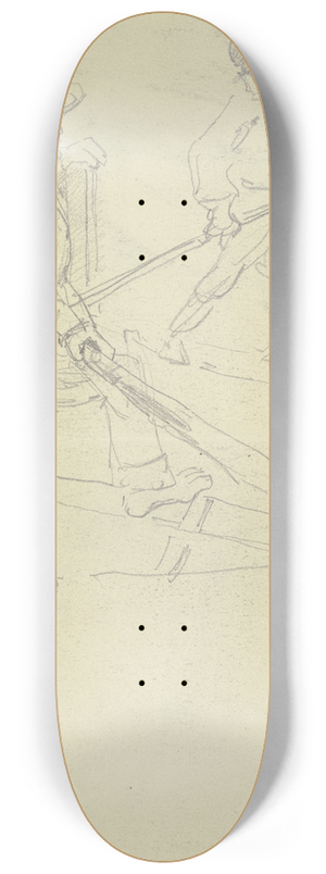 Friedrich Ernst Morgenstern - Study sheet; Two fishermen 8.25 inch art skate deck