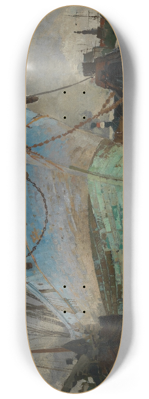 Friedrich Kallmorgen - Schiffe im Amsterdamer Hafen 8.25 inch art skate deck
