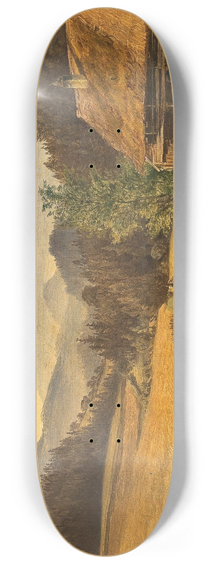 Friedrich Loos - Summer landscape in the mountains 8.25 inch art skate deck