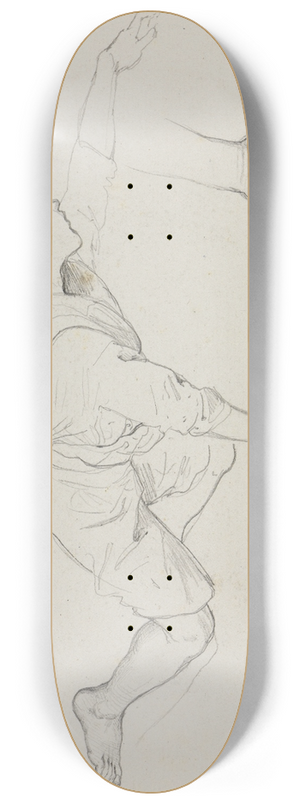 Friedrich Mosbrugger  - Studie eines knienden Knaben, nach rechts gewendet und eine Handstudie 8.25 inch art skate deck