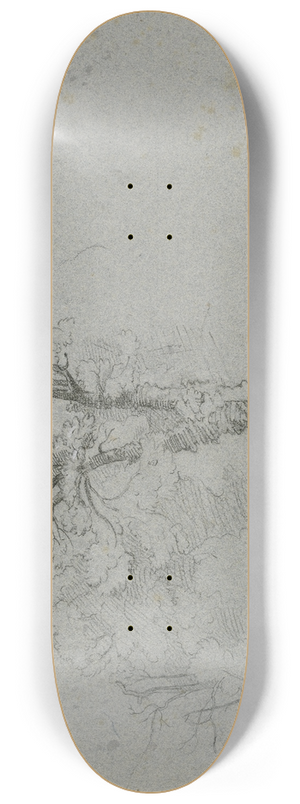 Friedrich von Nerly - Group of trees 8.25 inch art skate deck