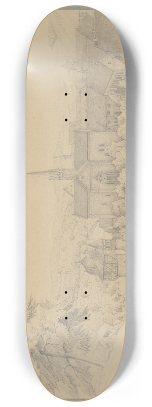 Friedrich Wilhelm Ludwig - Blick auf Kloster Maulbronn, links der Faustturm 8.25 inch art skate deck
