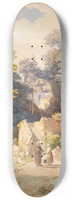 Friedrich Wrthle - An der Treppe zur Wallfahrtskirche St. Magdalena auf der Biber bei Brannenburg 8.25 inch art skate deck