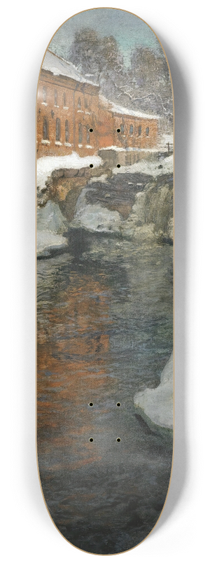 Frits Thaulow - Fra Akerselven(The Akerselven River In The Snow) 8.25 inch art skate deck