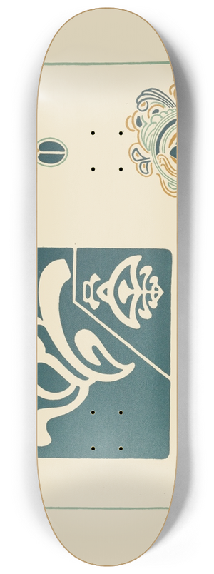 George Auriol - Abstract design based on leaf and feather shapes 8.25 inch art skate deck