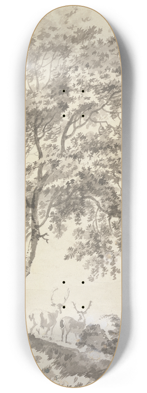 George Barret - Tree Study with Stags (Landscape) 8.25 inch art skate deck