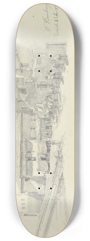 Fritz Bamberger - Group of houses with donkeys 8.25 inch art skate deck