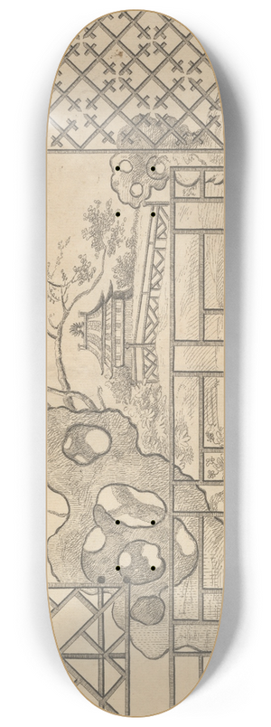 George Bickham the Elder - A Chinese Single Bracd Railing. A Hedge. Double Pailing. Gate 8.25 inch art skate deck