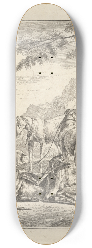 George Bickham the Younger - Four dogs 8.25 inch art skate deck