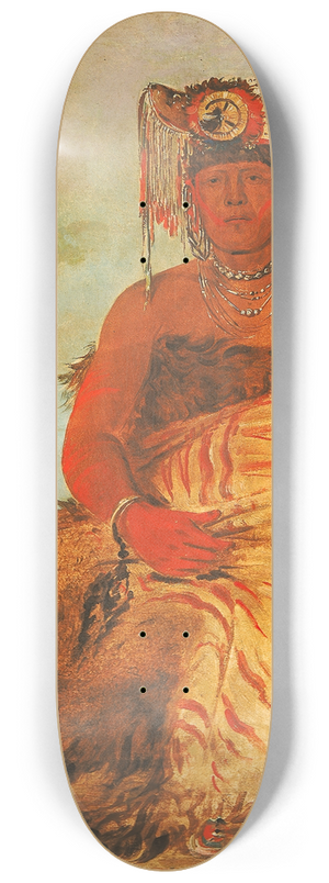 George Catlin - La-Ke-Too-Wi-R-Sha, Little Chief, a Tapage Pawnee Warrior 8.25 inch art skate deck