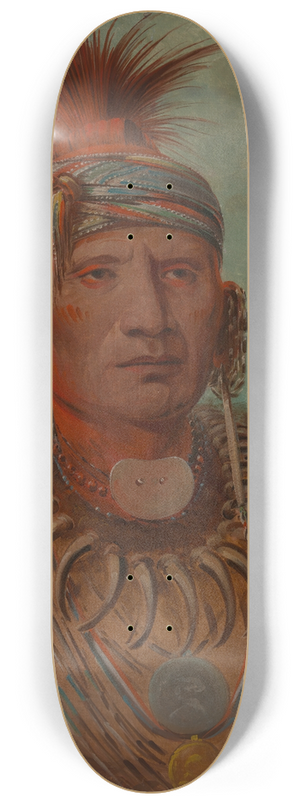 George Catlin - Neu-Mon-Ya, Walking Rain, War Chief 8.25 inch art skate deck