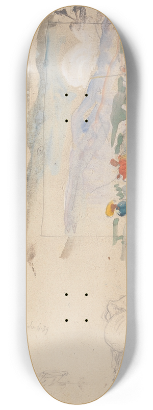 George Chinnery - A Pool with Figures 8.25 inch art skate deck