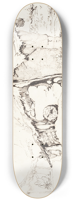 George Chinnery - A Village Hut in India (recto) 8.25 inch art skate deck