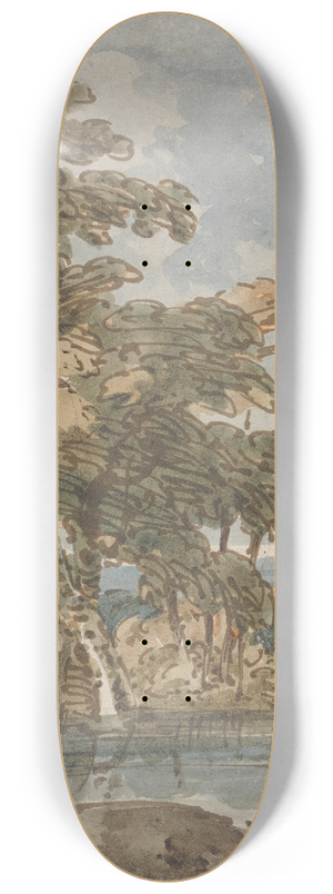 George Chinnery - Trees by a River 8.25 inch art skate deck