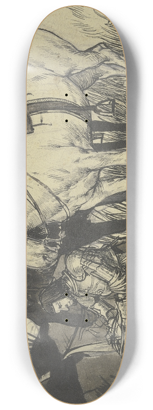 Fritz Boehle - Kneeling knight at the well 8.25 inch art skate deck