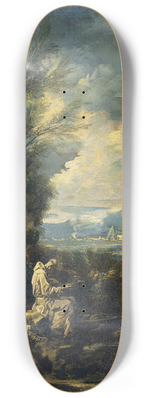 Alessandro Magnasco - Landscape with Saint Bruno 8.25 inch art skate deck