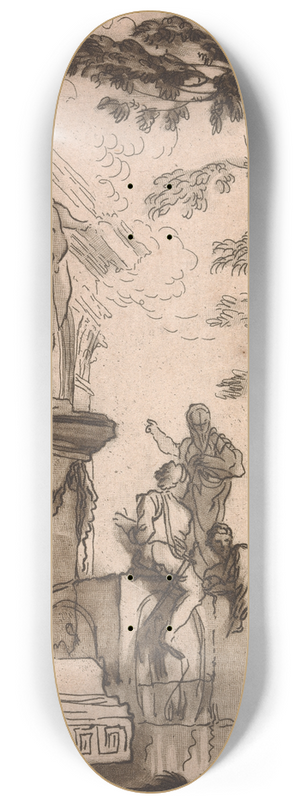George Knapton - Classical scene with statue 8.25 inch art skate deck