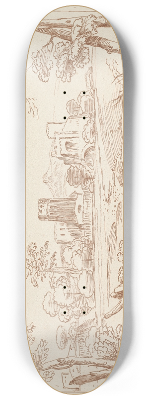 George Knapton - Pastoral scene with castle 8.25 inch art skate deck