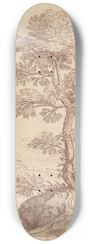 George Knapton - Pastoral scene with tree 8.25 inch art skate deck