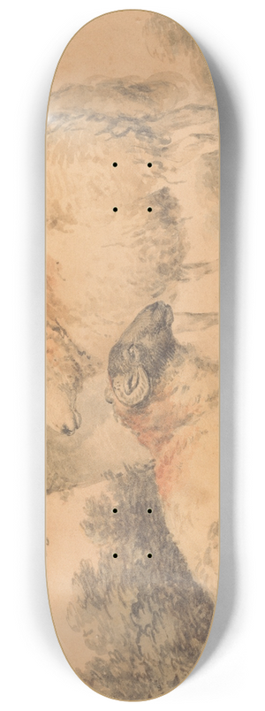 George Morland - A Ram and Ewe in a Landscape 8.25 inch art skate deck