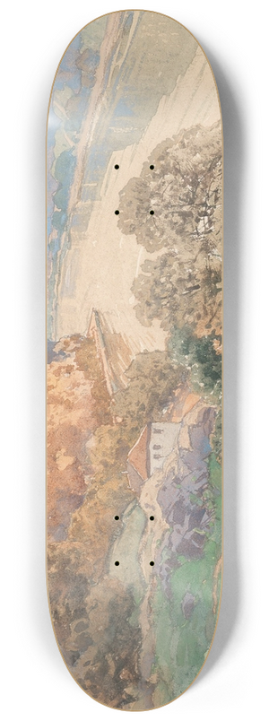 Fritz Lach - A view of Persenbeug castle 8.25 inch art skate deck