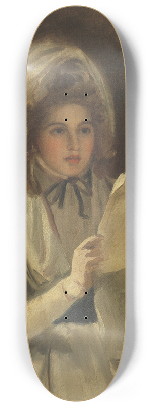 George Romney - Lady Hamilton as Serena Reading a Newspaper 8.25 inch art skate deck