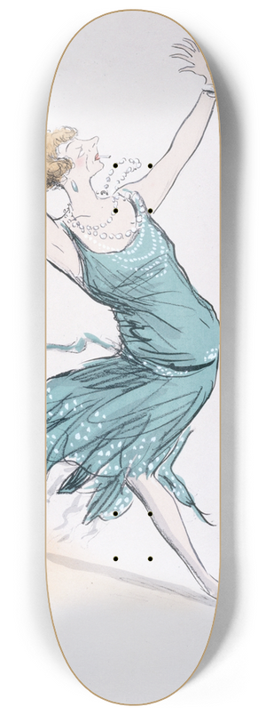 Georges Goursat (Sem) - Maggie Meller en robe verte danse 8.25 inch art skate deck