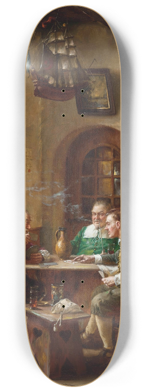 Fritz Wagner - The card players 8.25 inch art skate deck