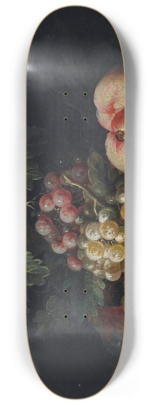 George William Sartorius - Grapes, peaches and cherries on a stone ledge 8.25 inch art skate deck