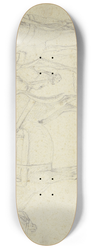 Georg Philipp Rugendas the Elder - Two bridled donkeys 8.25 inch art skate deck
