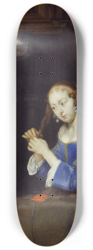Gerard ter Borch - A Lady dressing her hair 8.25 inch art skate deck