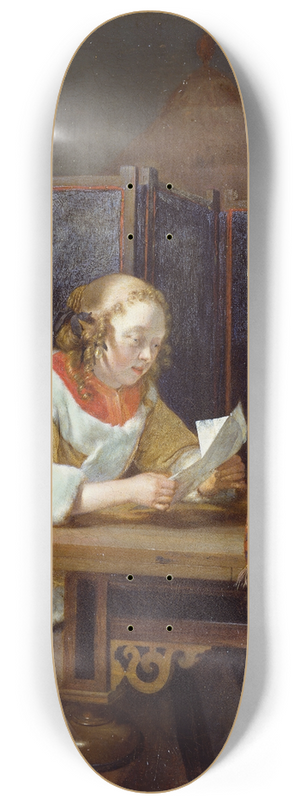 Gerard ter Borch - A Lady reading a Letter Netherlands 8.25 inch art skate deck