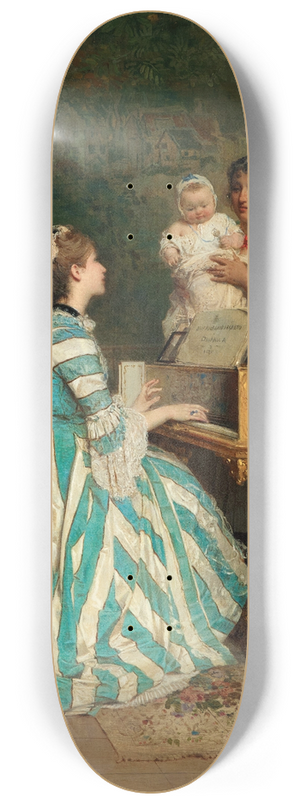 Gerolamo Induno - A Young Mother Playing the Hapsichord 8.25 inch art skate deck