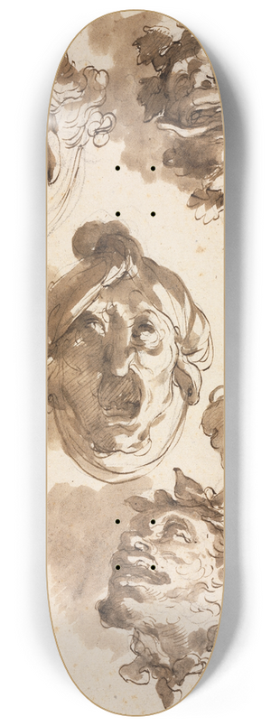 Gaetano Gandolfi - Five Grotesque Heads 8.25 inch art skate deck