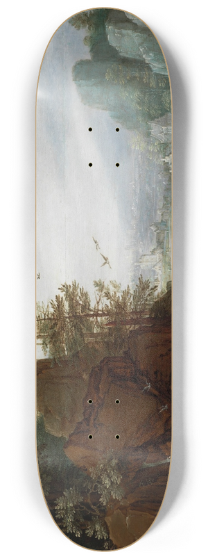 Gillis Claesz. de Hondecoeter - Rocky Landscape 8.25 inch art skate deck