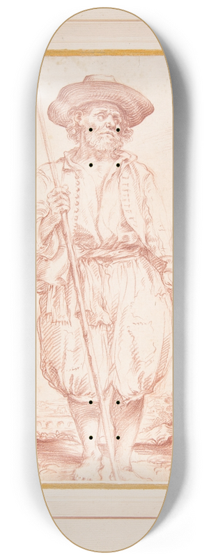 Giovan Gioseffo dal Sole - Standing Countryman Holding a Staff 8.25 inch art skate deck