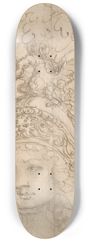 Giovanni Battista Foggini - Design for a Helmet with a Dragon Presented in Frontal View 8.25 inch art skate deck