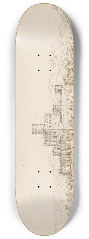 Giovanni Francesco Grimaldi - View of Motrone Castle (before its demolition around 1692) 8.25 inch art skate deck