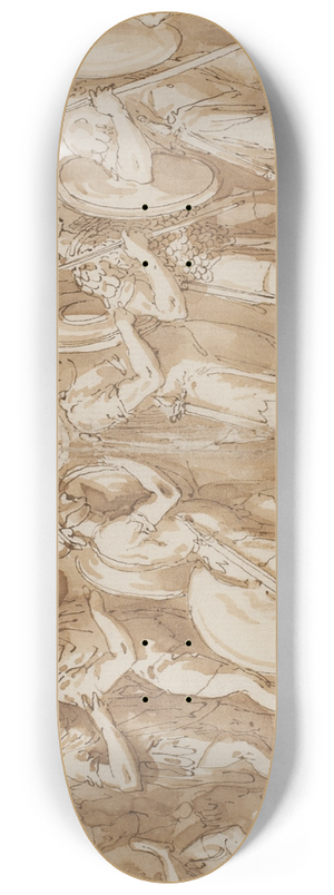 Giovanni Guerra - Romere p march; Marcus Aurelius, Pompejus og en oppasser overvrer marchen; ophold p marchen 8.25 inch art skate deck