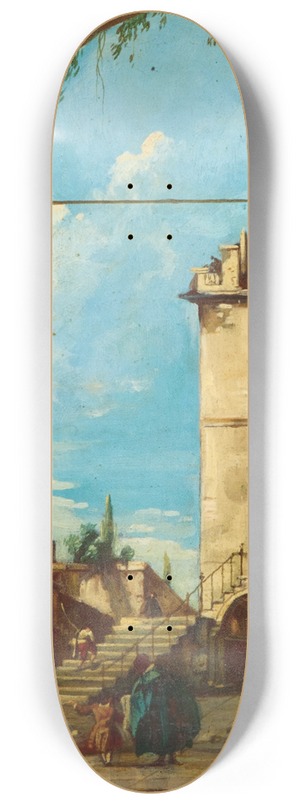 Giuseppe Bernardino Bison - An Architectural Capriccio with Figures 8.25 inch art skate deck