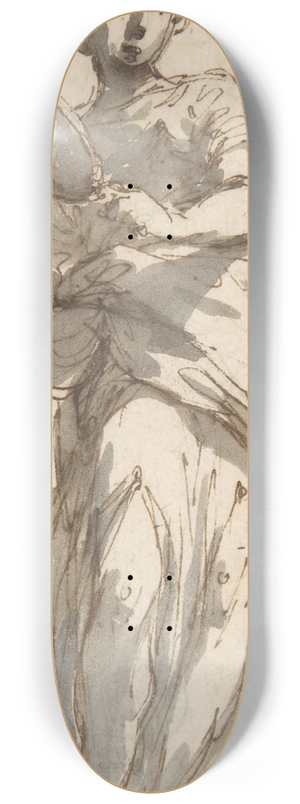 Giuseppe Bernardino Bison - Design for a Statue of Prudence with Sketches at Upper Left Corner 8.25 inch art skate deck
