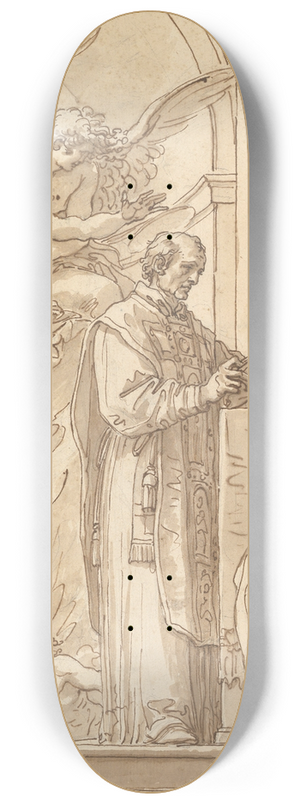 Giuseppe Cades - Blessed Francis Venimbeni Celebrating Mass for souls in Purgatory 8.25 inch art skate deck