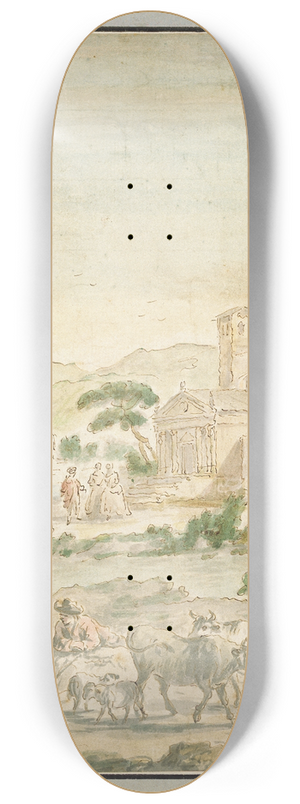 Giuseppe Zais - Landscape with Figures 8.25 inch art skate deck